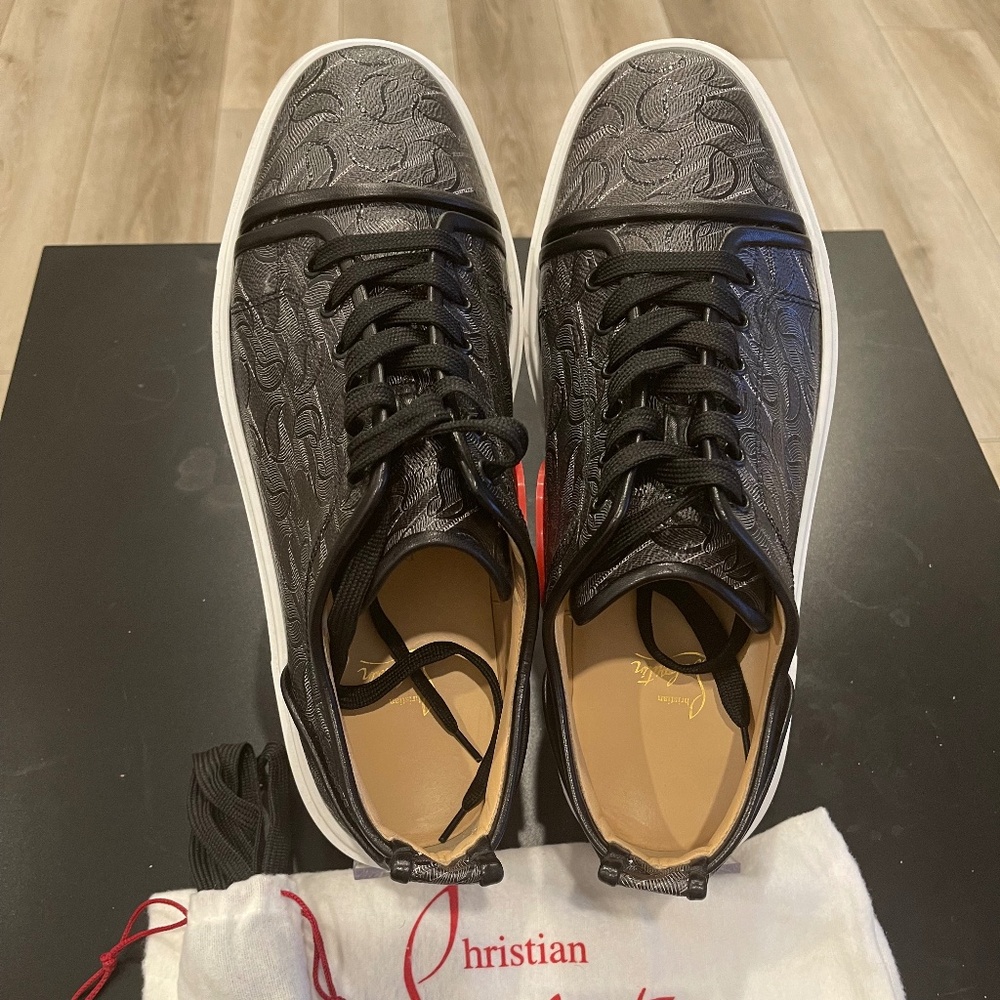 CHRISTIAN LOUBOUTIN ADOLON JUNIOR SNEAKERS CL MONOGRAM BLACK 46/13
